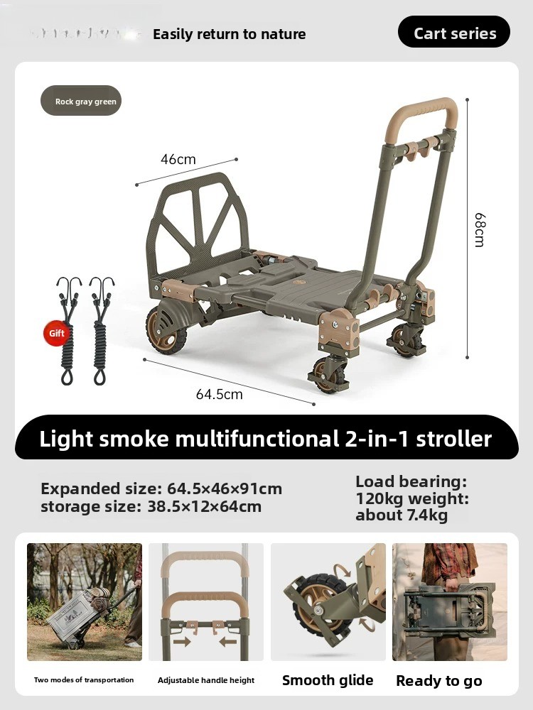 Outdoor Camping Trolley - Carrello Pieghevole 2-in-1 Naturehike, Carretto da