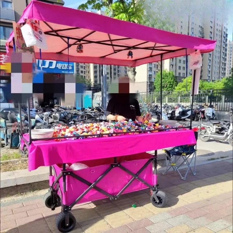 Outdoor Camping Trolley - Carrello da Bancarella con Ampio Piano