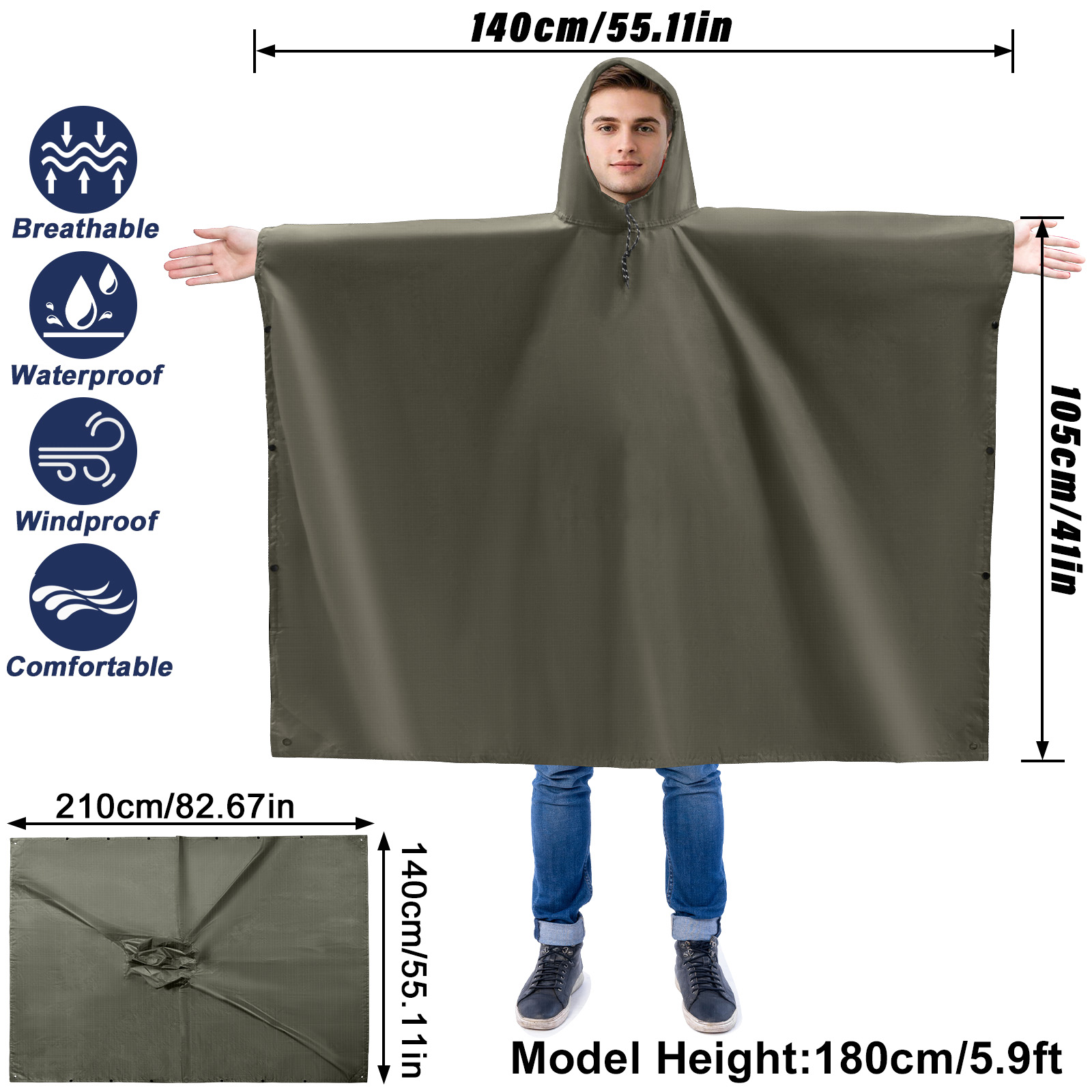 Poncho antipioggia per adulti  - Camping Rain Poncho recensione e prezzo