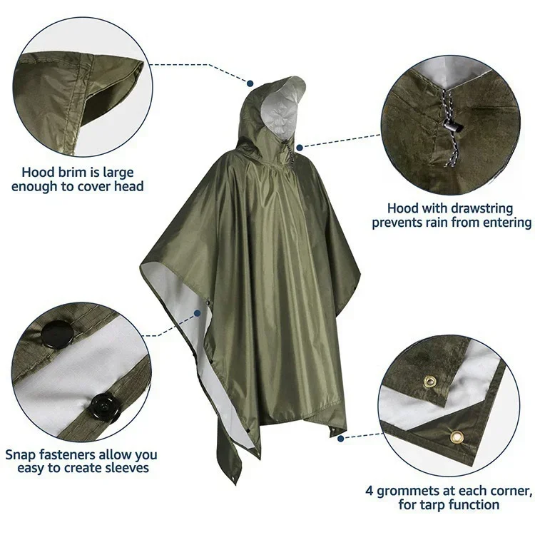 2026 Poncho antipioggia con ca - Camping Rain Poncho recensione e prezzo